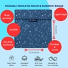 image:imageYumbox Wide Opening Sandwich BagSnack Bag Insulated Interior Reusable Fabric Easy Touch and Pull Closure Washable Food Safe BPA Free 8 x 75in  Pack of 2 Lunar and Navy BlueStarry