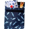 image:imageYumbox Wide Opening Sandwich BagSnack Bag Insulated Interior Reusable Fabric Easy Touch and Pull Closure Washable Food Safe BPA Free 8 x 75in  Pack of 2 Lunar and Navy BlueCamo Shark