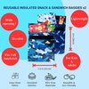 image:imageYumbox Wide Opening Sandwich BagSnack Bag Insulated Interior Reusable Fabric Easy Touch and Pull Closure Washable Food Safe BPA Free 8 x 75in  Pack of 2 Lunar and Navy BlueCamo Shark