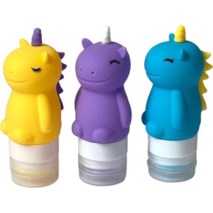 image:imageYumbox Silicone Mini Squeeze Bottles Set of 3  Unicorn Leakproof Condiment Squeeze Bottles Sauce containers for lunch box salad dressing bottles with flip cap easy fill and cleanUnicorns