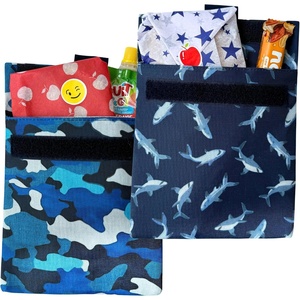 image:imageYumbox Wide Opening Sandwich BagSnack Bag Insulated Interior Reusable Fabric Easy Touch and Pull Closure Washable Food Safe BPA Free 8 x 75in  Pack of 2 Lunar and Navy BlueCamo Shark