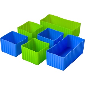 image:imageYumbox Silicone Bento Box Accessories  Set of 6 Multicolor Mini Cubes 4 amp Rectangles 2 in Blue amp Green  Perfect for Lunch Portions amp Baking Cups